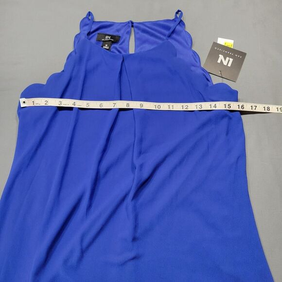 IN Blue Cobalt Mini Dress NEW $59 Sleeveless Sundress Pleated Scoop Women Size M - Picture 5 of 10